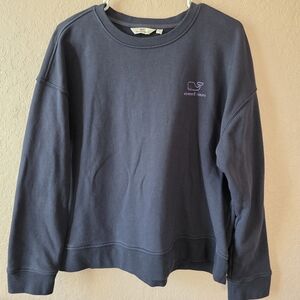 Vineyard Vines Navy Crewneck with Small Whale Embroidery